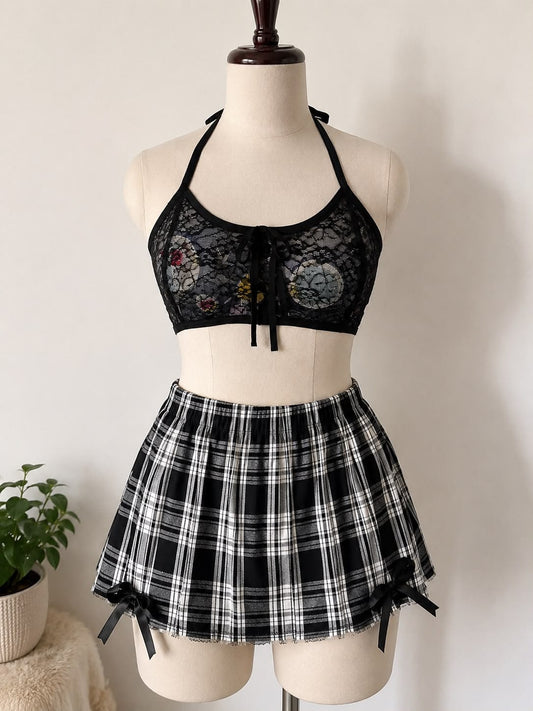Plaid Lace Lingerie